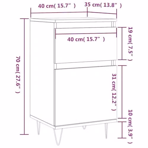 vidaXL Industrial Sideboard in Brown, W/D/H: 35 x 12.2 x 70 cm – 3