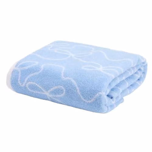 OHS Blue Cotton Bows Print Quick Drying Fluffy Bath Towel