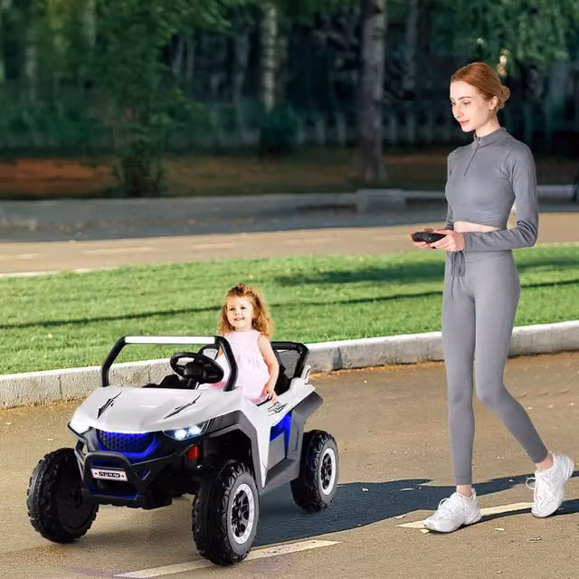 Costway 2-Seater Kids Electric Ride on UTV with Light and Sound, White