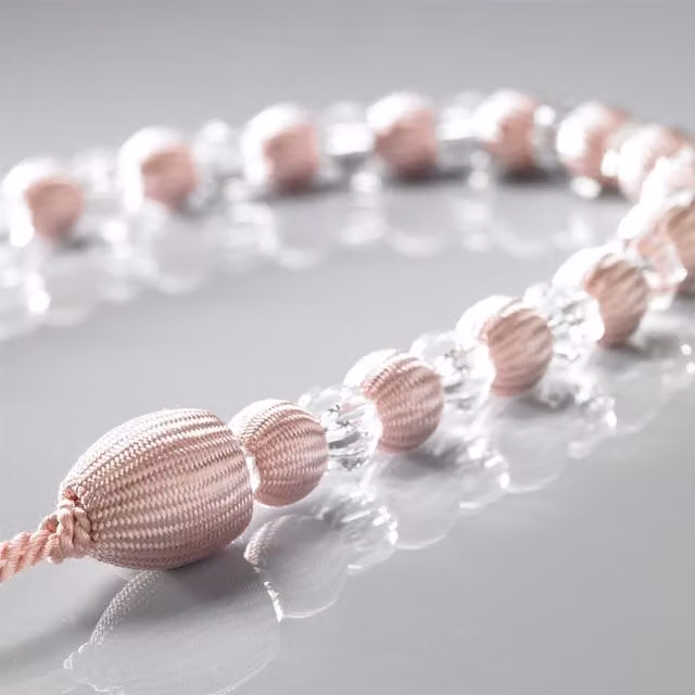 Livinluxury Pair of Pink Beaded Rope Curtain Tie Backs