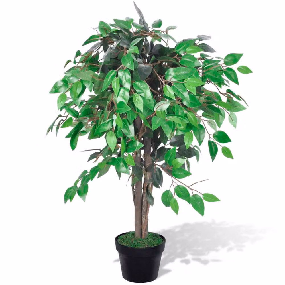 Berkfield Home Artificial Green Ficus Tree with Pot, Height: 90 cm – 2