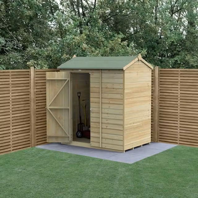 Beckwood 6x4 Reverse Apex Wooden Garden Shed in Green and Brown