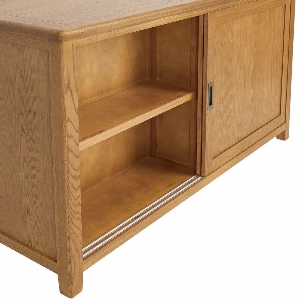 FORGEVIO Modern Rectangular Kitchen Island and Bar Table in Brown Oak Wood – 1