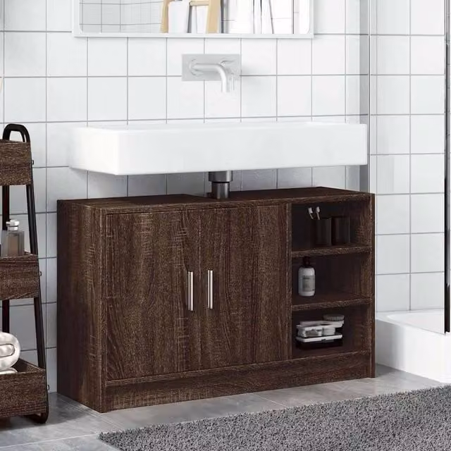 Berkfield Home Brown Oak Sink Cabinet W/D/H: 90 x 29 x 55 cm – 1
