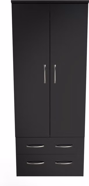 Ready Assembled 2 U Hampshire 2 Door 2 Drawer Wardrobe in Black – 1