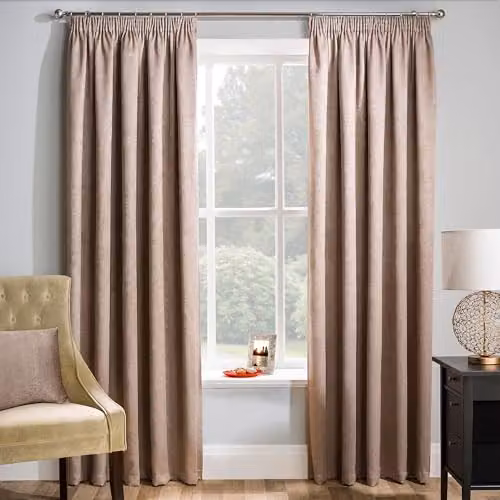 Enhanced Living Thermal Noise Reducing Dim Out Curtains in Beige, W: 117 cm, H: 183 cm