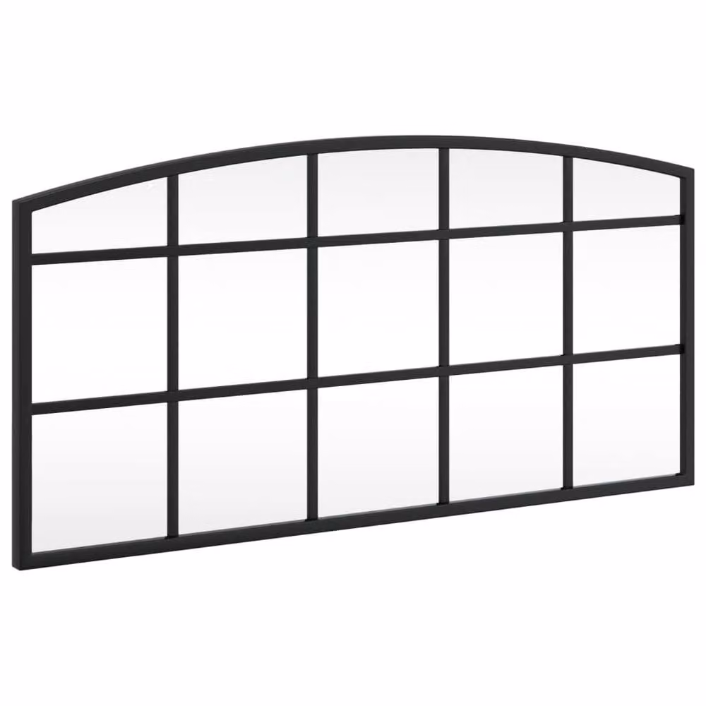 Berkfield Home Black Metal and Glass Wall Mirror, W: 60 cm, H: 30 cm, D: 30 cm – 3