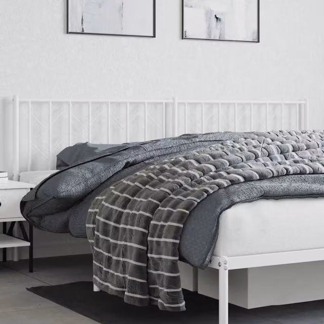 Berkfield Home Modern Matt White Metal Headboard 200 cm – 1