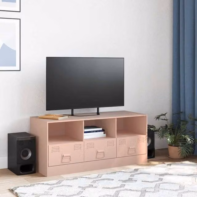 Berkfield Home Modern Pink Metal TV Cabinet W: 99 cm, D: 39 cm, H: 44 cm