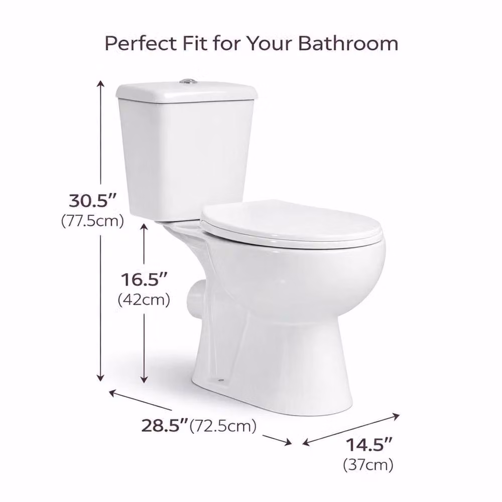 PAWNORA Rimless Close Coupled Ceramic Floor Standing Toilet in White, W/D/H: 37.0 x 72.5 x 77.5 cm – 2