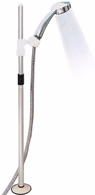 mysmartbuy Freestanding Telescopic Shower Head Holder with Suction Cup in Silver, Height: 84-140 cm