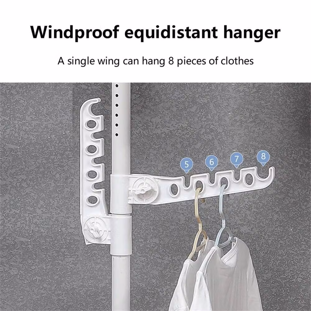 Nordara Telescopic Ceiling Corner Laundry Pole Clothes Drying Rack Hanger in White – 3