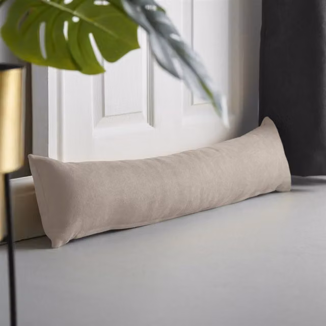 Livinluxury Velvet Chenille Draught Excluder in Beige and Yellow