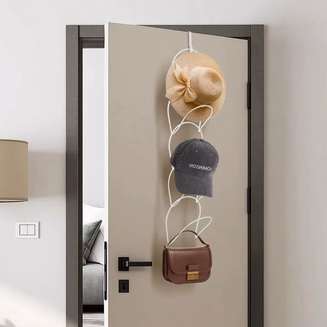 Hinsinc 15 Pack Heavy Duty Metal Hat Rack, White, Over Door or Wall Mounted Hanging Set – 2