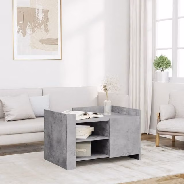 Berkfield Home Industrial Coffee Table in Concrete Grey, W/D/H: 80 x 50 x 50 cm
