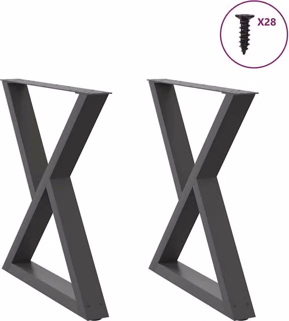Berkfield Home Steel Dining Table Legs, 2 Pieces, Anthracite, H: 70-72 cm
