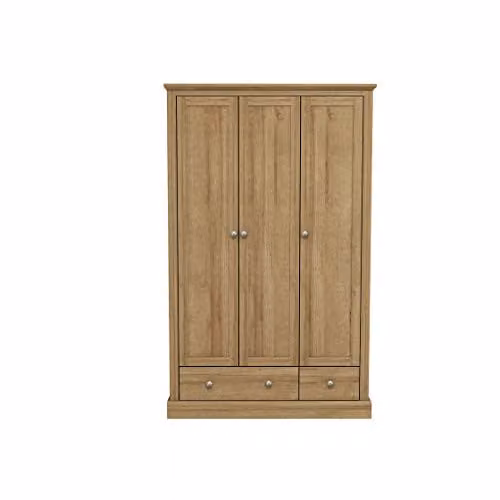 Lemon Pavilion Furniture Devon 3 Door 2 Drawer Wardrobe in Oak Brown, W112.9 x D56 x H181.5 cm – 1