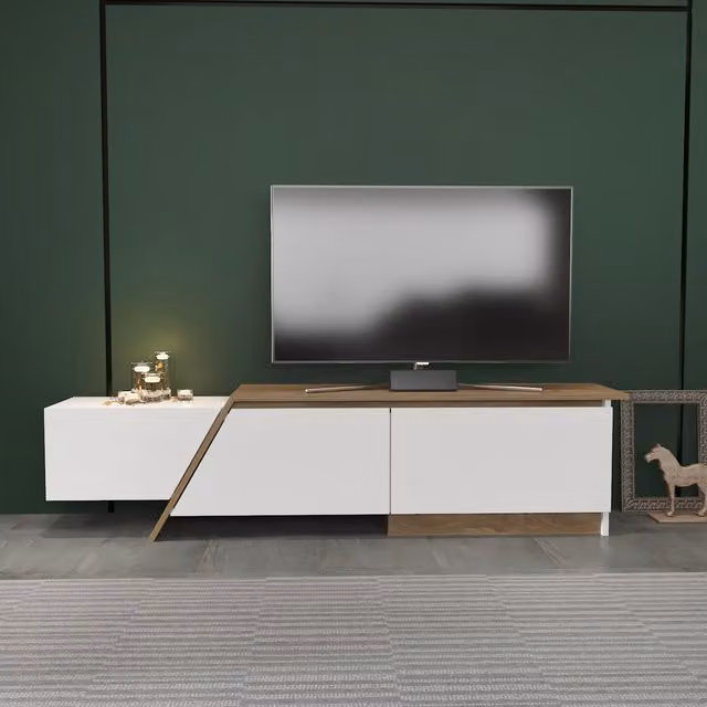 Zonas Modern TV Unit in White and Brown