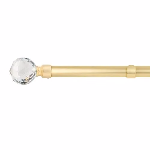 New Edge Blinds Cristalla Extendable Eyelet Metal Curtain Pole Set in Gold, Width: 120 cm – 2
