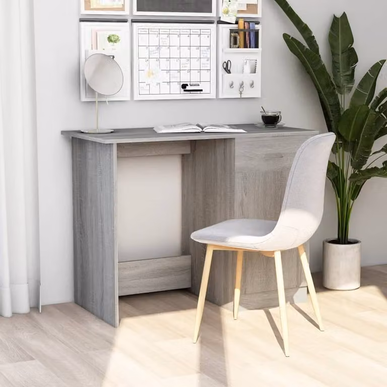 Berkfield Home Modern Writing Desk in Grey Sonoma, W/D/H: 100 x 50 x 76 cm