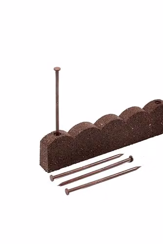 Nicoman Flexible Rubber Scalloped Garden Border Edging in Brown or Grey, 1.2m – 2