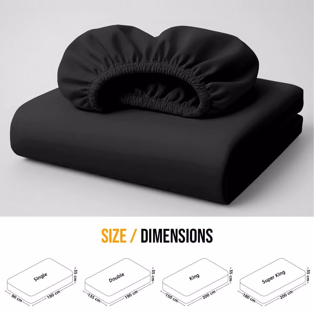 Lazzaro Home Feel the Difference Exclusive Microfibre Fitted Sheets in Black, King Size, W: 180 cm x D: 200 cm, Pocket Depth: 40 cm – 5
