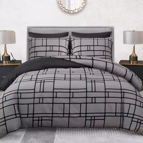 Pamposh Super King Duvet Set in Grey, Premium Brushed Microfibre Bedding with Zipper Closure, Duvet Cover 200 x 200 cm and Pillowcases 50 x 75 cm – 4