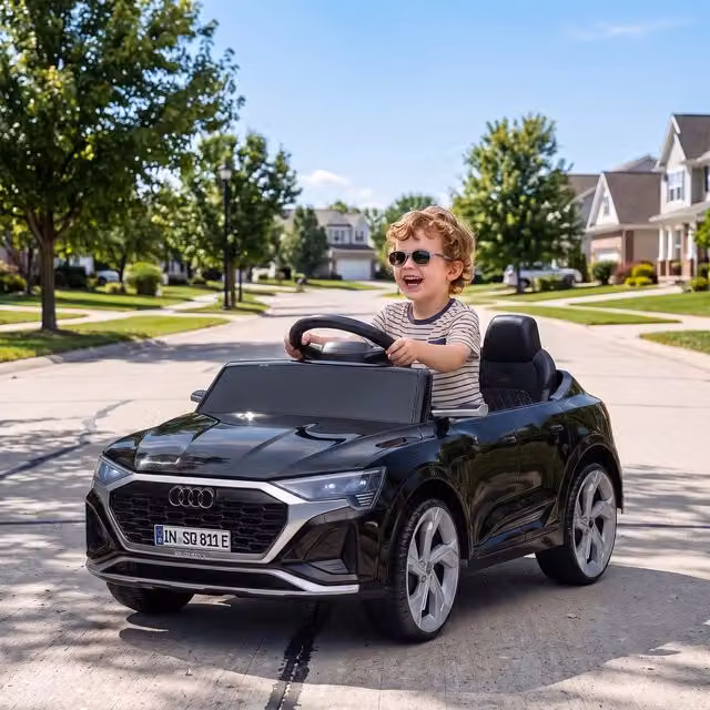 AIYAPLAY Audi Licensed 12V Kids Electric Ride-On Car with Remote Control, Black