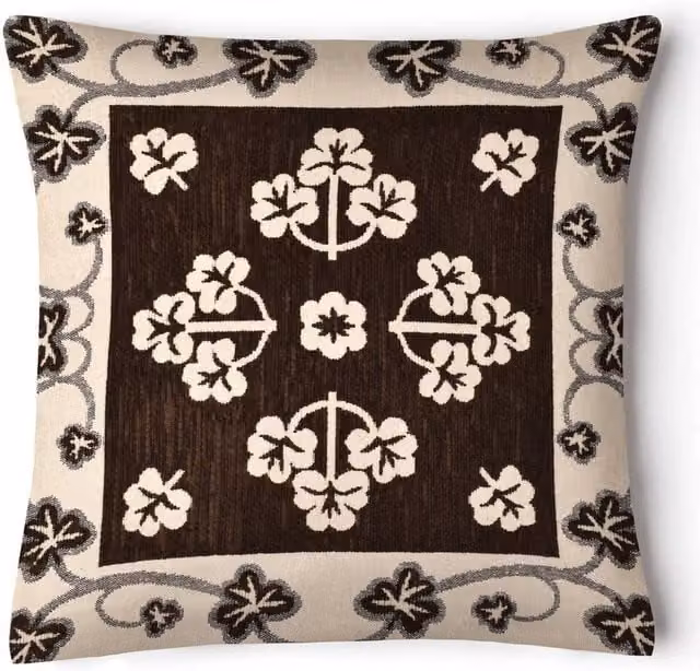 Ashley Mills Chocolate Brown Classic Floral Chenille Pattern Filled Square Cushion, 43 x 43 cm – 1