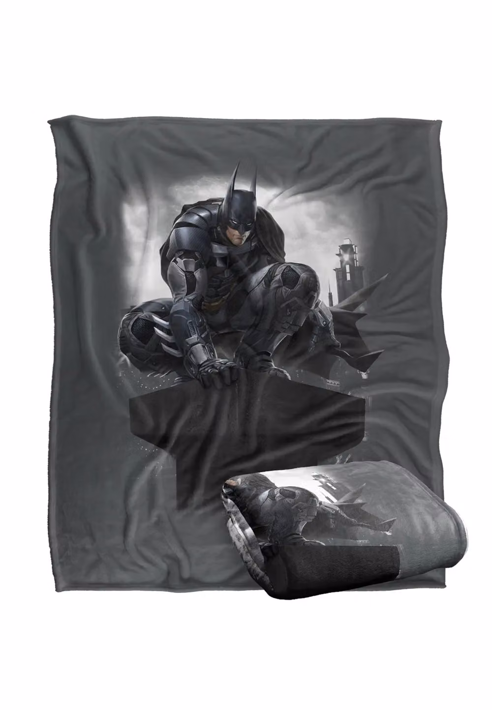 Warner Brothers Batman Arkham Knight Perched Silky Touch Super Soft Throw Blanket in White, W/D: 152.4 x 127.0 cm – 2