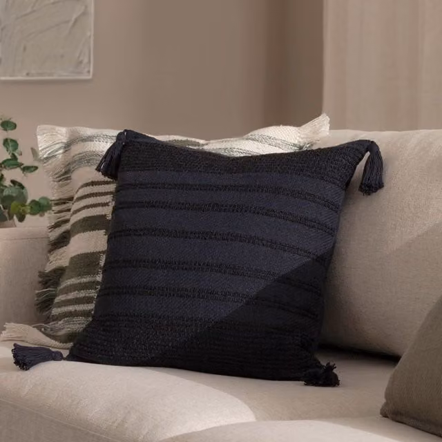 Yard Larch Black Square Polyester Filled Cushion, W/D/H: 45 x 45 x 45 cm