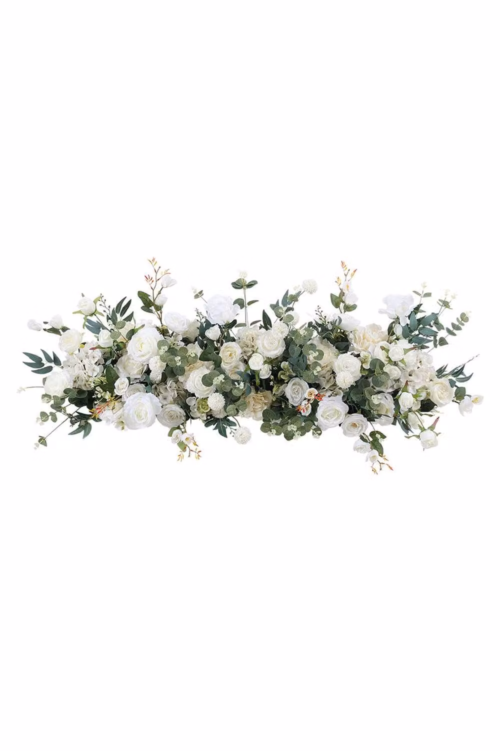 Living and Home White and Green Artificial Floral Row for Wedding Aisle Decor, W/D/H: 100 x 45 x 45 cm – 1