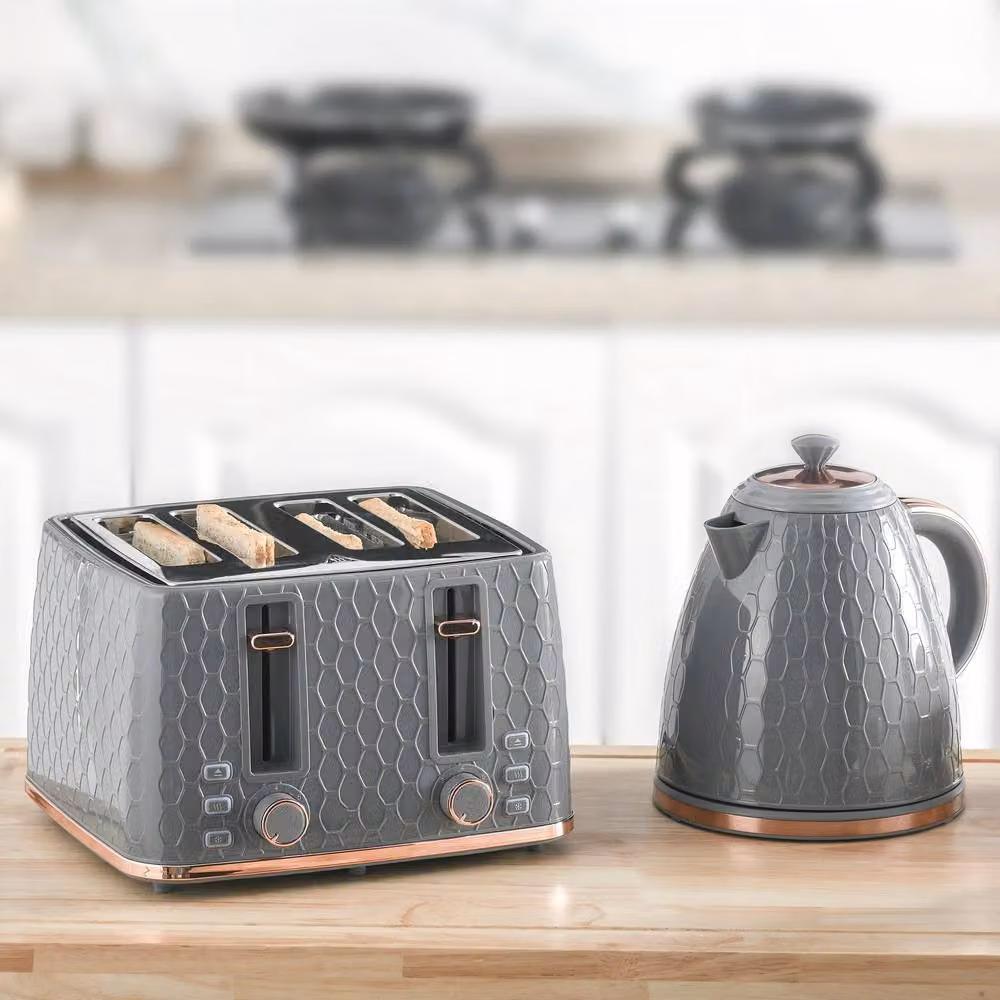 STILVORA Kettle and Toaster Set in Grey with 1.7 l Kettle – 2