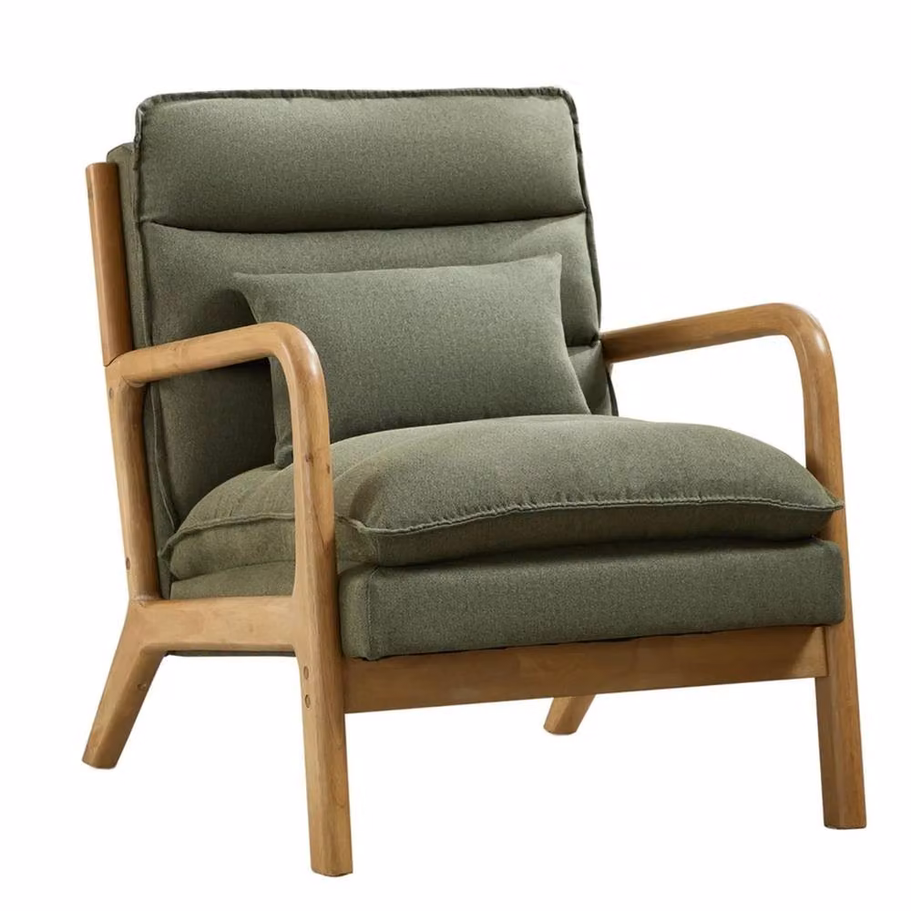 KORVIXA Green Fabric Wingback Accent Chair with Solid Wood Frame and Armrests, W/D/H: 81.5 x 65.5 x 79.0 cm – 7