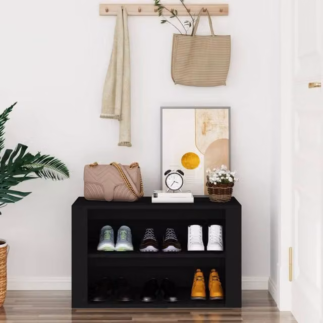 Berkfield Home Black MDF Shoe Rack, W/D/H: 75 x 35 x 45 cm
