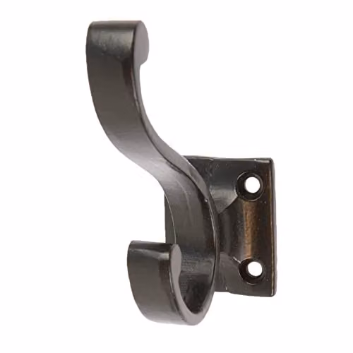 Hammer and Tongs Powder-Coated Iron Wall Hook in Matt Black, W: 3.5 cm, H: 8.0 cm