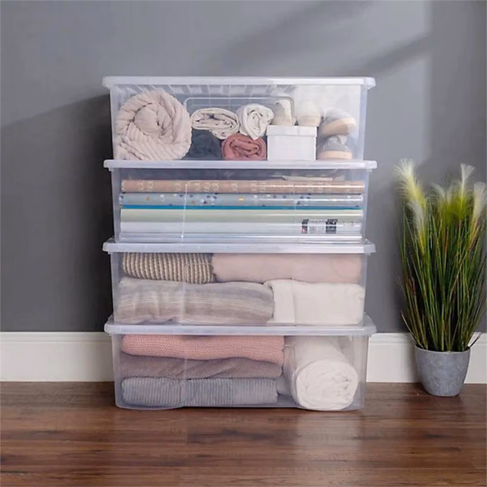 VOGREX Set of 5 Transparent Plastic Underbed Storage Boxes with Lids, 32L Each – 4