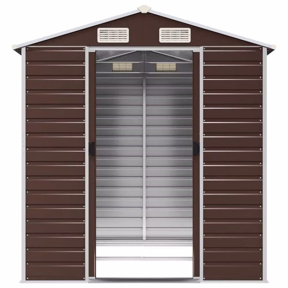 Berkfield Home Brown Galvanised Steel Garden Shed with Side Vent W/D/H: 191 x 215 x 198 cm – 3