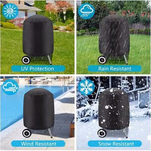 Chusstang Waterproof Oxford Heavy Duty Kettle BBQ Cover in Black, W/D/H: 71 x 68 x 71 cm – 7