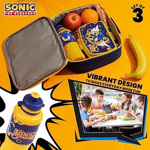 Get Trend Sonic the Hedgehog 3 Piece Insulated Lunch Set with 430ml Water Bottle, Multicolour – 6