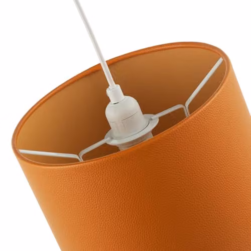 Happy Homewares Classic Round Faux Leather Lamp Shade in Yellow with Cotton Fabric Lining, W/D/H: 25 x 25 x 18 cm – 2
