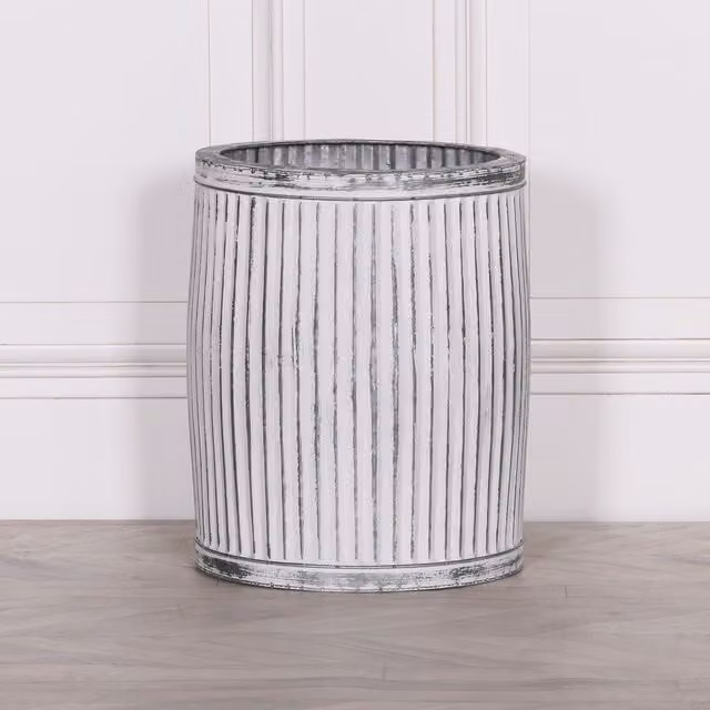 Glasstone Round Dolly Metal Tub Planter, Medium, White