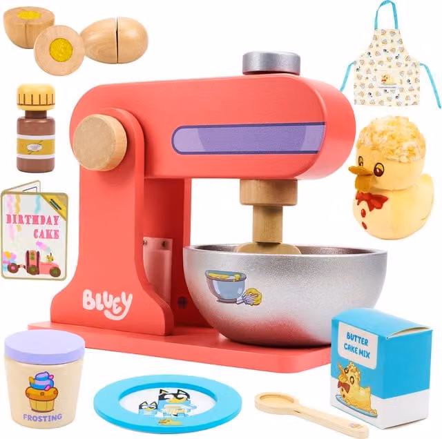 Bluey 12 Piece Wooden Duck Cake Baking Set for Kids in Multicolour