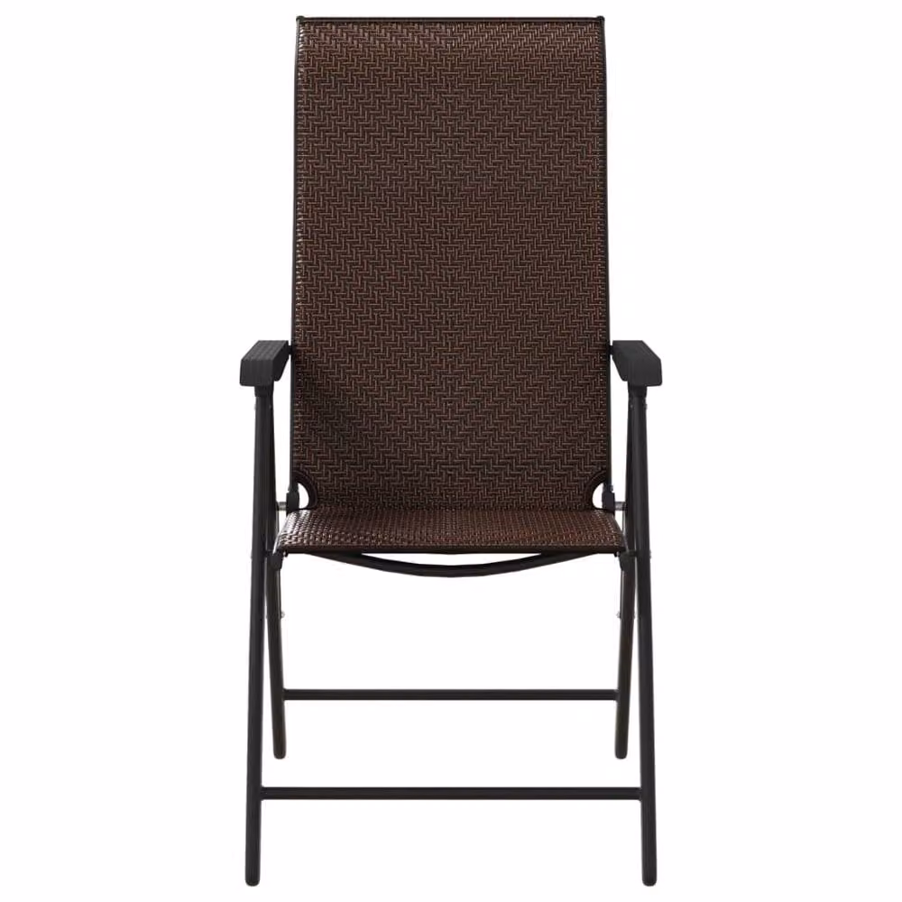 Berkfield Home Set of 4 Brown Poly Rattan Folding Garden Chairs – 4