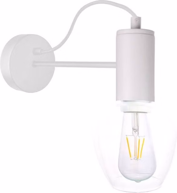 Netlighting Maya Modern Wall Lamp in White with Glass Shade, Diameter: 25 cm, 1x E27