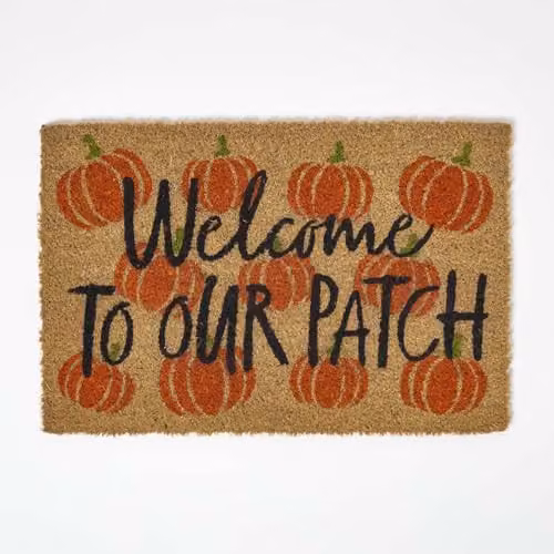 Homescapes Pumpkin Patch Coir Doormat, Orange and Black, W/D: 60 x 40 cm – 1