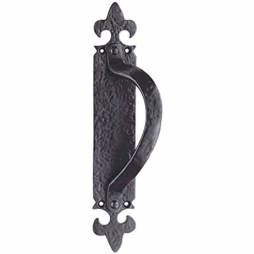 Loops Offset Traditional Forged Pull Handle in Black Antique, Left Hand – 1