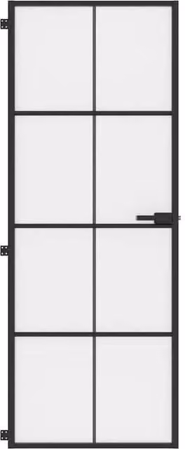 Berkfield Home Slim Interior Door in Black with Tempered Glass and Aluminium, W: 76 cm, H: 201.5 cm – 1