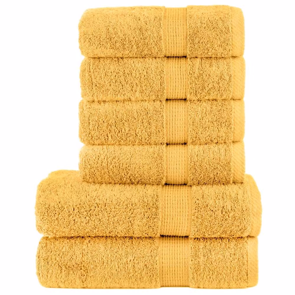 Berkfield Home SOLUND 6 Piece Premium Cotton Terry Towel Set in Gold, 600 gsm – 2