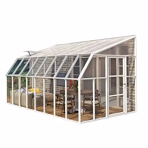Palram Lean To Polycarbonate Greenhouse Sun Room in White W257 x H266 cm